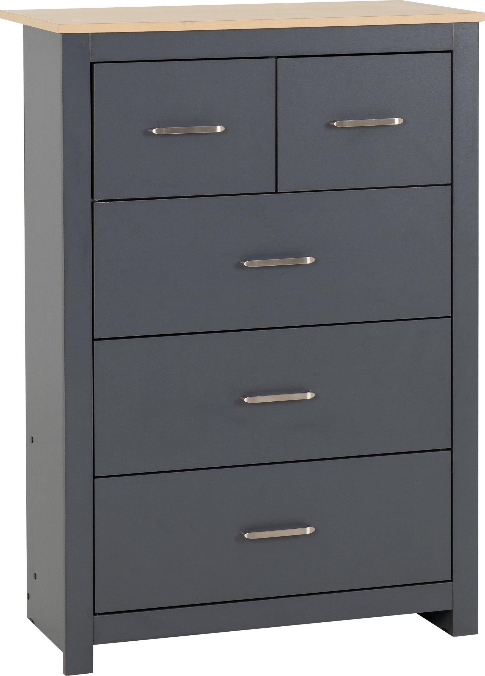 PORTLAND 3+2 DRAWER CHEST - GREY/OAK EFFECT
